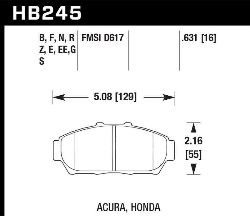 Hawk HB245G.631 94-01 Acura Integra (excl Type R) DTC-60 Race Front Brake Pads