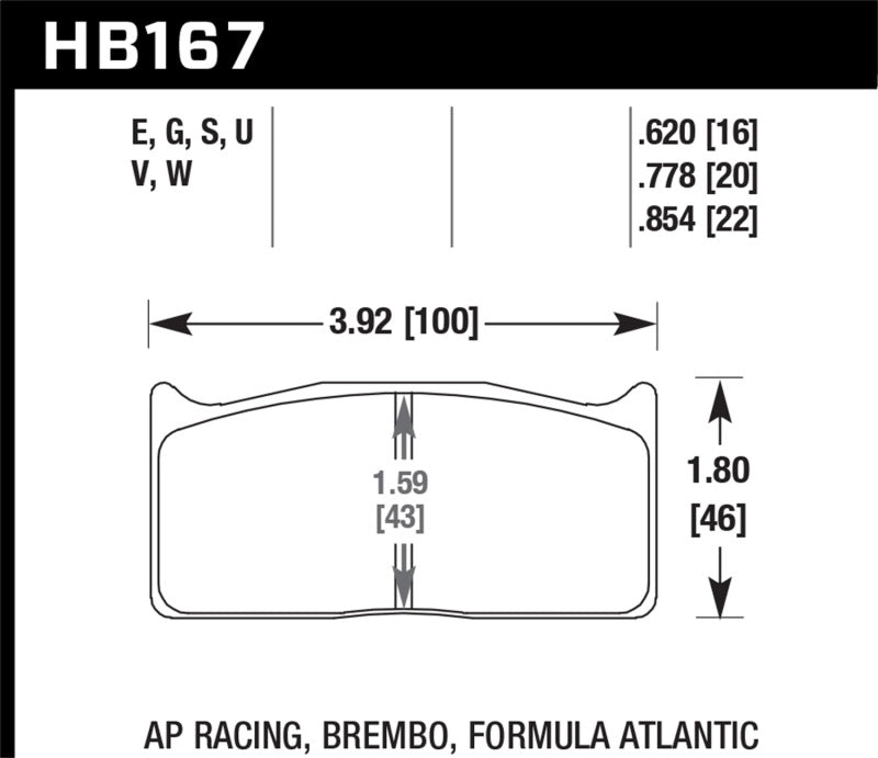 Hawk HB167G.778 AP Racing DTC-60 Race Brake Pads