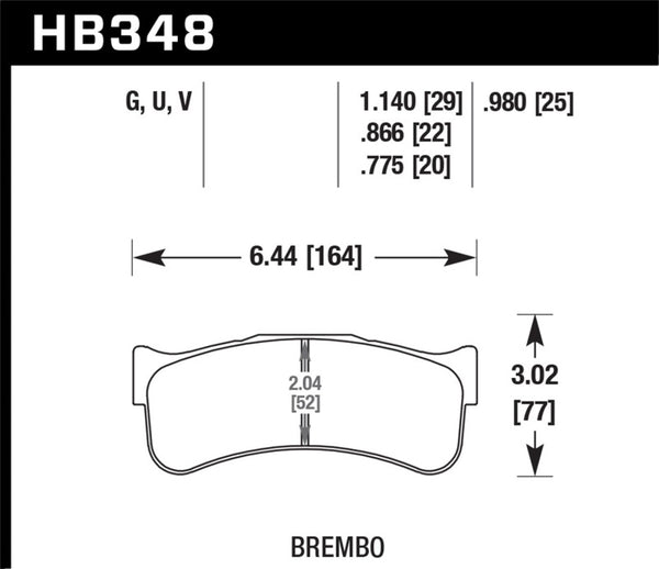 Hawk HB348Q.980 DTC-80 Brembo 25mm Race Brake Pads