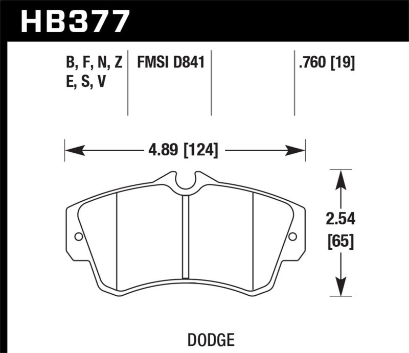 Hawk HB377B.760 2003-2008 Chrysler PT Cruiser Turbo HPS 5.0 Front Brake Pads