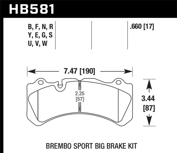 Hawk HB581W.660 09 Nissan GT-R R35 Brembo Race Front DTC-30 Brake Pads