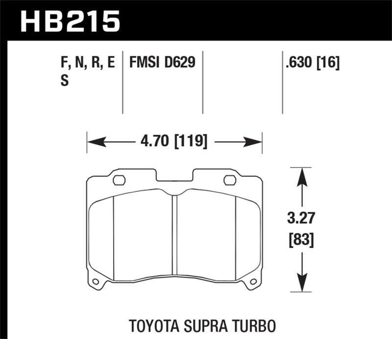 Hawk HB215F.630 93-98 Toyota Supra TT HPS Street Front Brake Pads