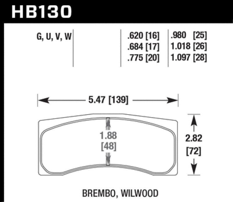 Hawk HB130D.775 ER-1 Endurance Racing Brake Pads for Brembo/Wilwood Motorsport Calipers