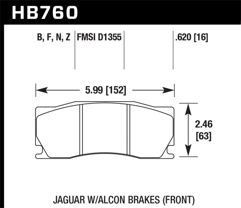 Hawk HB760F.620 08-12 Jaguar XKR HPS Front Brake Pads