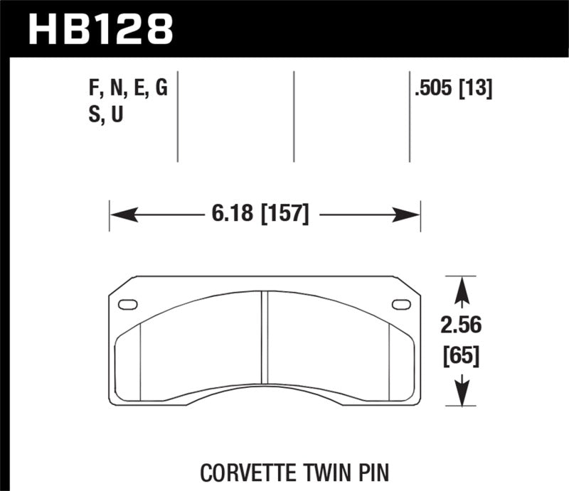 Hawk HB128U.505 Corvette Twin Pin DTC-70 Race Brake Pads