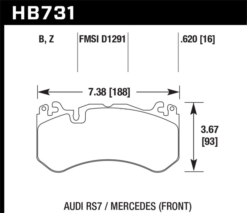 Hawk HB731B.620 15-17 Audi RS7 / 14-15 Mercedes G63 AMG / SL63 AMG HPS 5.0 Street Front Brake Pads