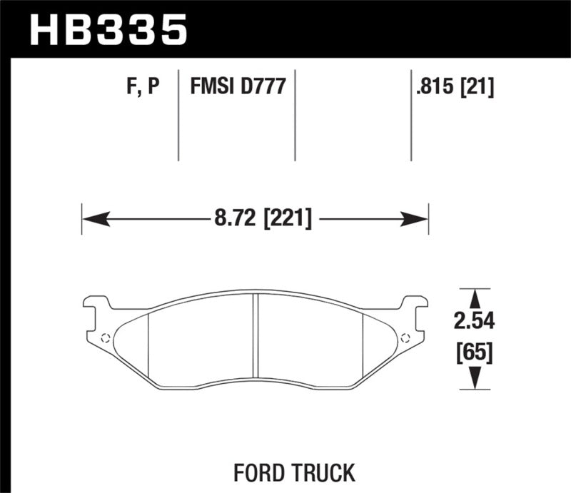 Hawk HB335P.815 99-04 Ford F-450  / 98-04 F53 / 01-04 F-550  Street Front & Rear Brake Pads