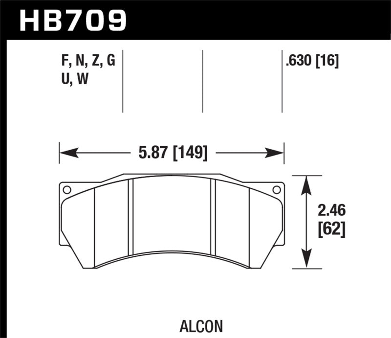 Hawk HB709B.630 HPS 5.0 Brake Pads Ferro-Carbon Black Powder Coat 16mm Pad Thickness