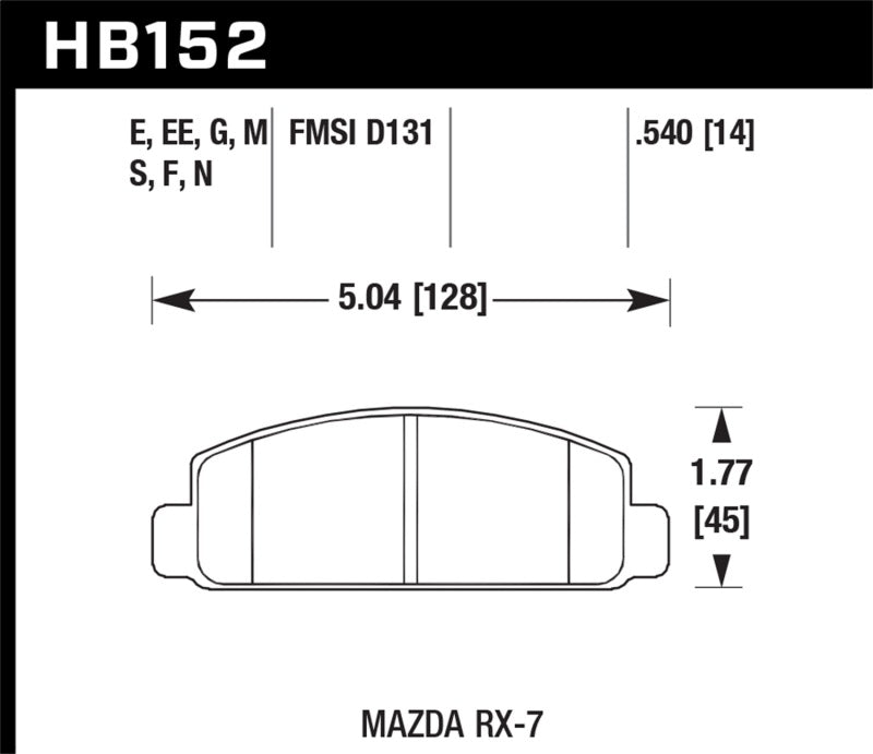 Hawk HB152E.540 84-91 Mazda RX-7 Blue 9012 Race Front Brake Pads