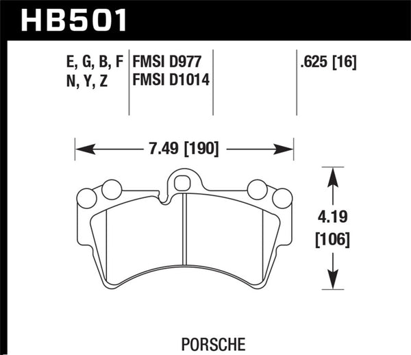 Hawk HB501F.625 Porsche HPS Street Front Brake Pads