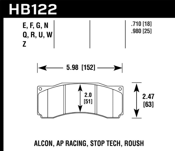 Hawk HB122Q.710 DTC-80 AP Racing Alcon Race Brake Pads