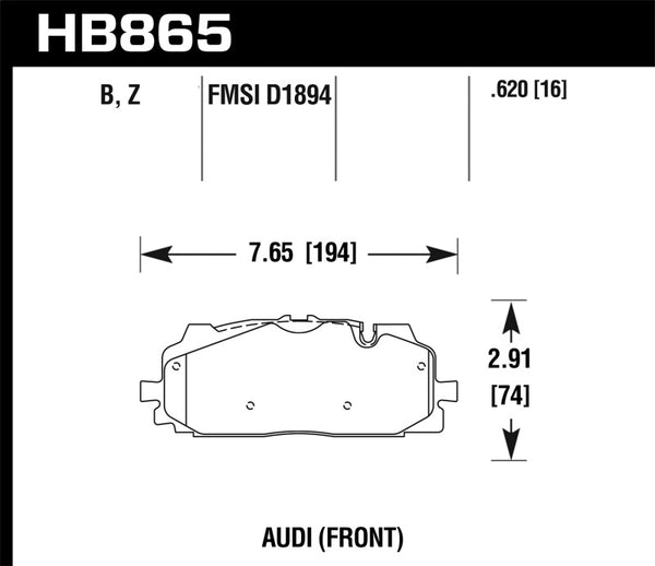 Hawk HB865B.620 18-19 Audi S5 HPS 5.0 Front Brake Pads