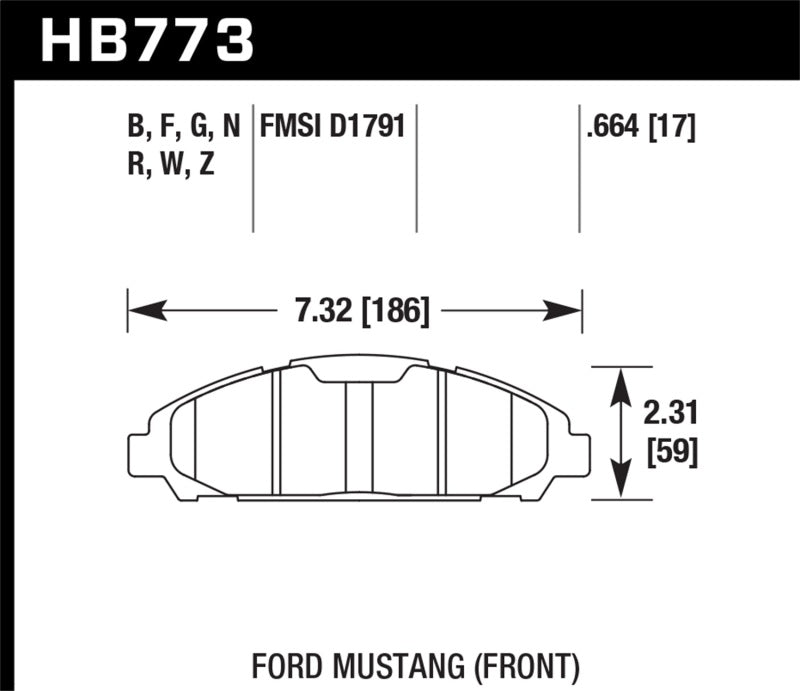 Hawk HB773F.664 15-17 Ford Mustang HPS Front Brake Pads