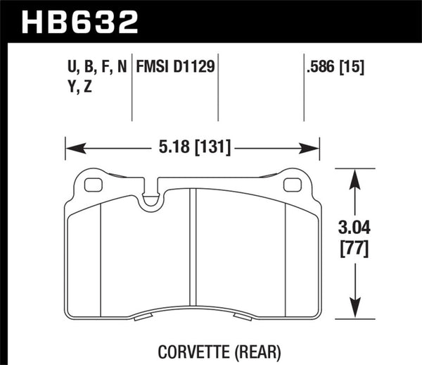 Hawk HB632B.586 2007-2015 Volkswagen Tourareg Base/V6/V6-Sport/TDI HPS 5.0 Performance Rear Brake Pads