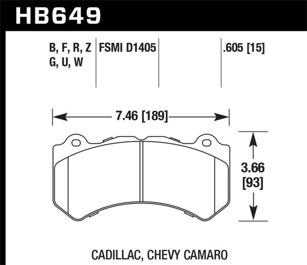 Hawk HB649B.605 2008-2014 Cadillac CTS V HPS 5.0 Front Brake Pads