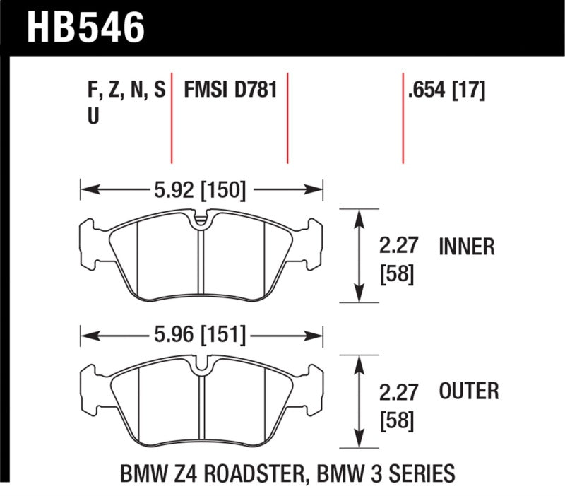 Hawk HB546F.654 HPS Street Brake Pads