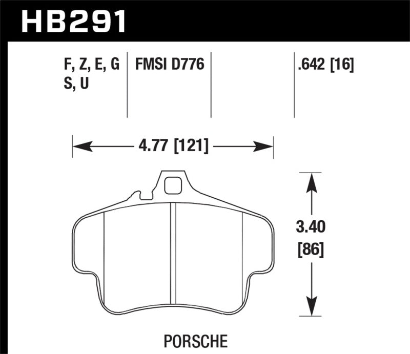 Hawk HB291G.642 Porsche GT3 DTC-60 Race Rear Brake Pads