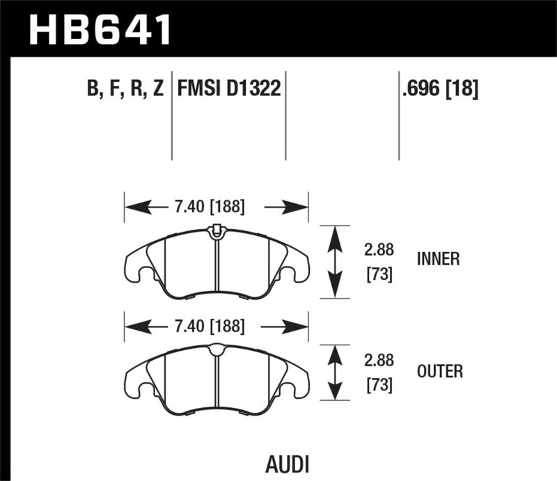 Hawk HB641B.696 2009-2014 Audi A4 HPS 5.0 Front Brake Pads