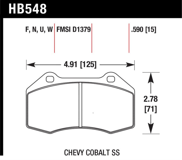 Hawk HB548N.510 Miata Brembo / Renault Clio / Cobalt SS HP+ Street Front Brake Pads