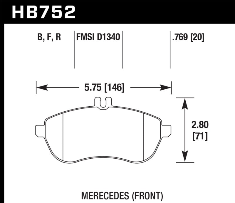 Hawk HB752F.769 2015 Mercedes C250 HPS Street Front Brake Pads