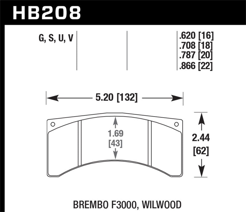 Hawk HB208G.708 NASCAR DTC-60 Brake Pads - Front