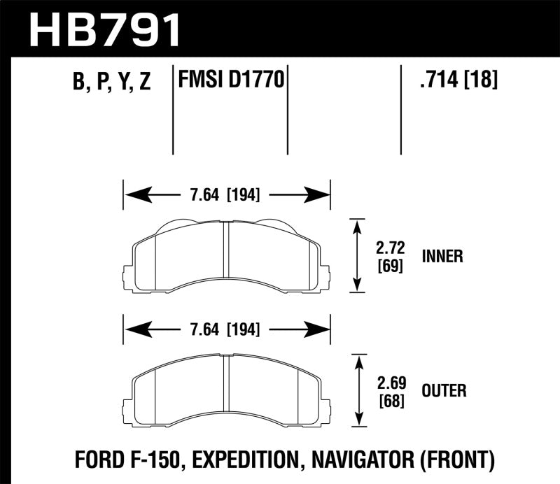 Hawk HB791B.714 14-16 Ford F-150 HPS 5.0 Front Brake Pads