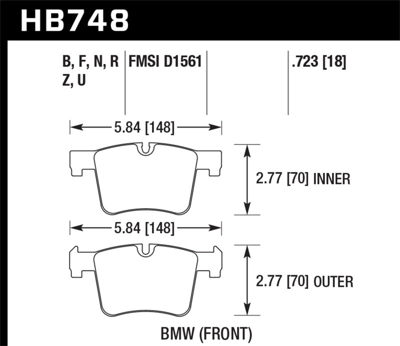 Hawk HB748B.723 13-14 BMW 328i/328i xDrive / 2014 428i/428i xDrive HPS 5.0 Front Brake Pads