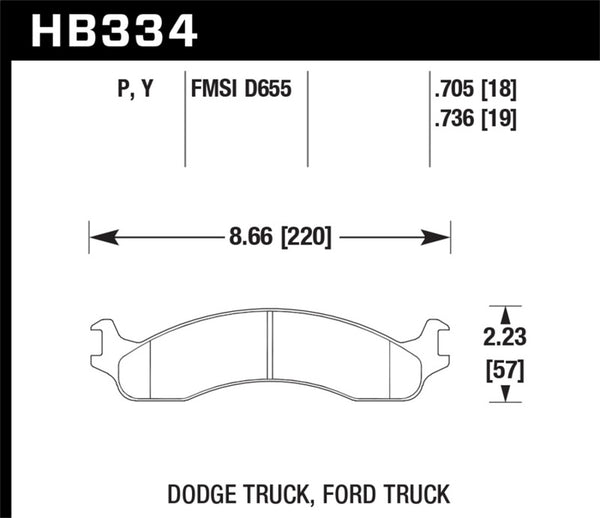 Hawk HB334P.736 99 Ford E-250 Super Duty Front Brake Pads