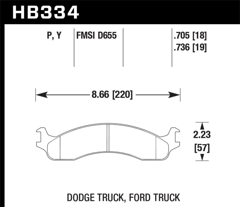 Hawk HB334P.736 99 Ford E-250 Super Duty Front Brake Pads