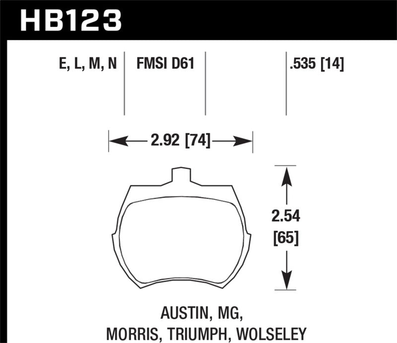 Hawk HB123E.535 66-79 MG Midget / 75-80 Triumph TR7 Blue 9012 Front Race Brake Pads