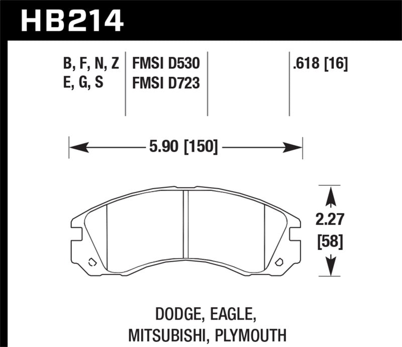 Hawk HB214G.618 91-99 Mitsubishi 3000GT (Excl VR4) / 92-00 Mitsubishi Eclipse AWD DTC-60 Race Front Brake Pads