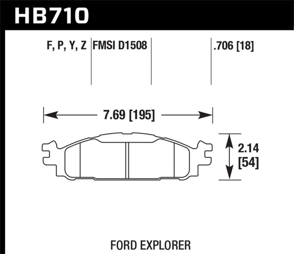 Hawk HB710F.706 11-13 Ford Explorer/12-13 Taurus SHO / 12-13 Lincoln MKS/MKT HPS Front Street Brake Pads