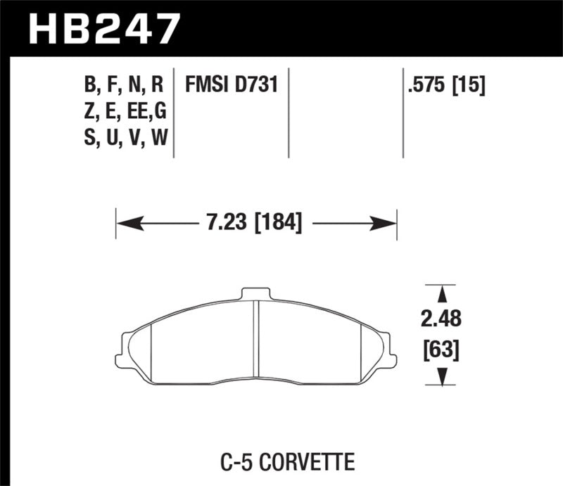 Hawk HB247Q.575 DTC-80 97-14 Chevy Corvette Front Racing Brake Pads